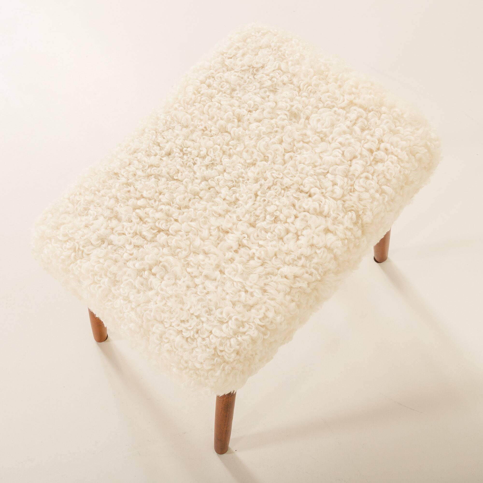 Danish mid century footstool in sheepskin, 1960s
