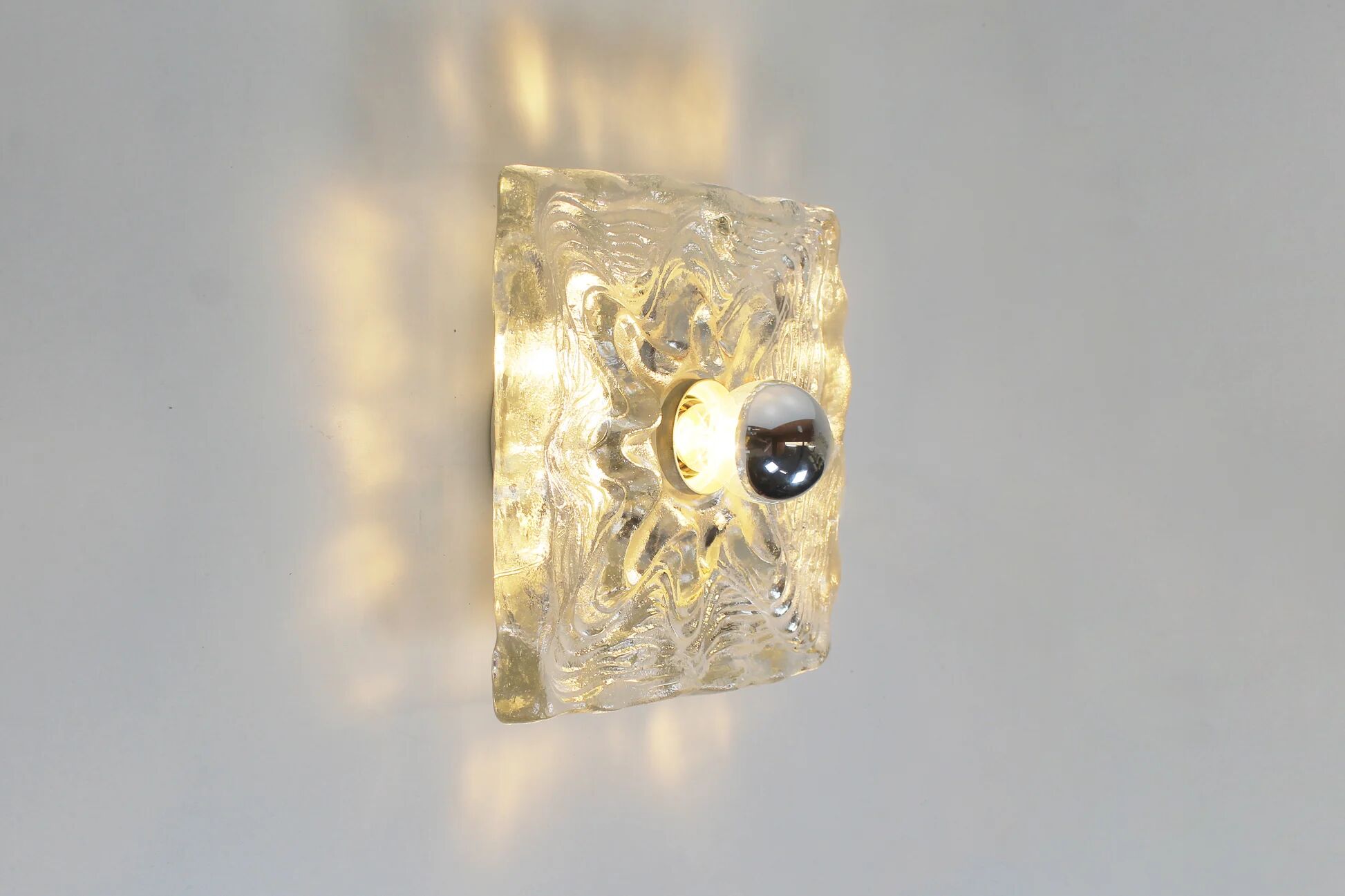 Large 1970s set of 'ice glass' wall lamps by Peill & Putzler