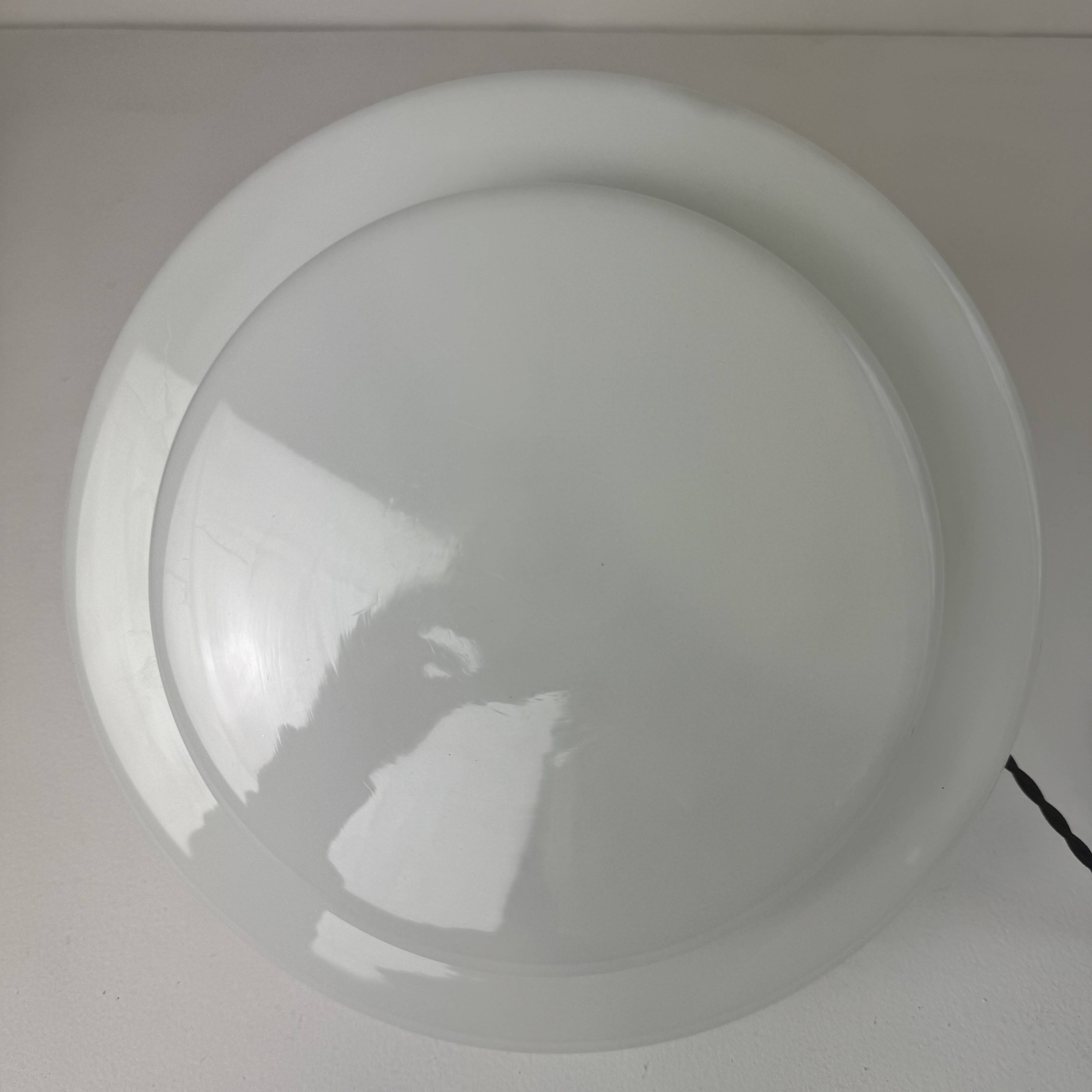 Ancienne suspension art-deco en opaline 28 cm