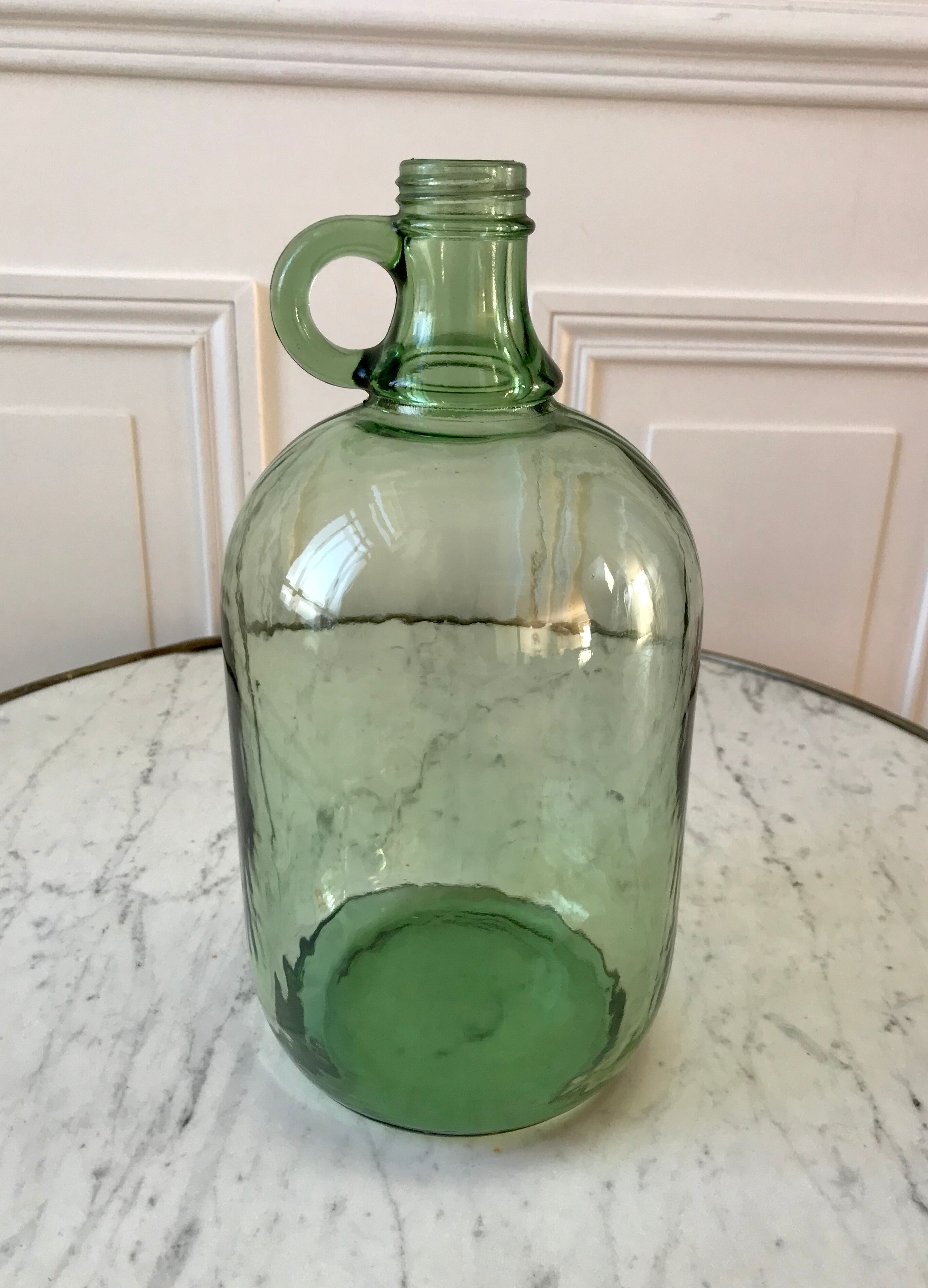 Green lady-jeanne with handle 70s