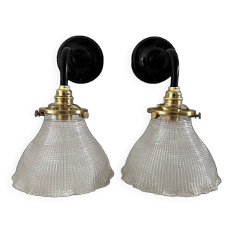 Pair of holophane wall lights