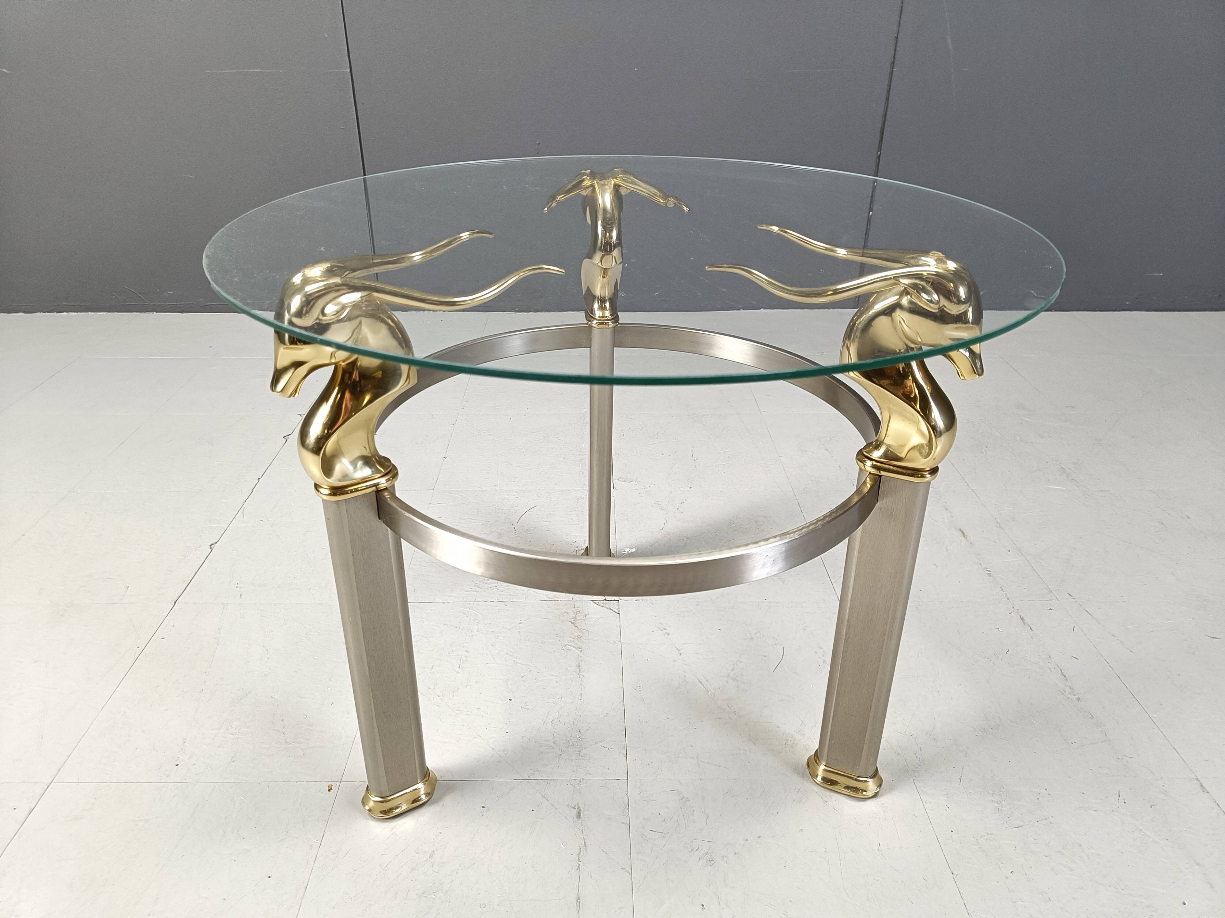 Vintage brass side table in the shape of an ibex or antelope, 1970s