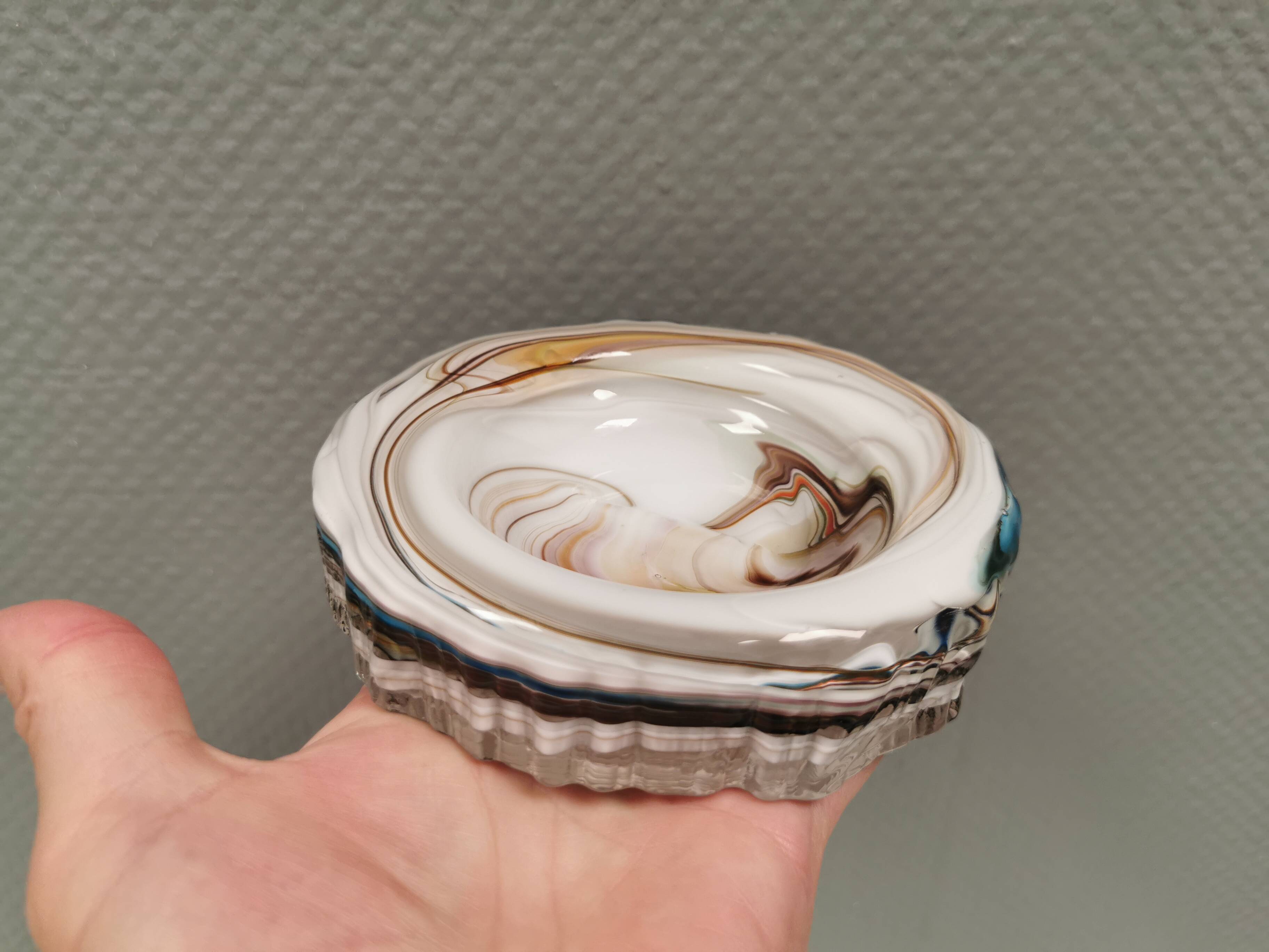 Rare glass art / ashtray by Michael Bang for Holmegaard Denmark 1968