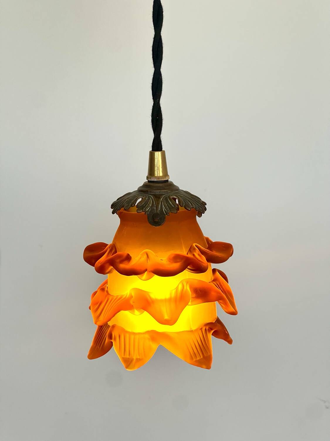 Pink glass portable lamp on hook