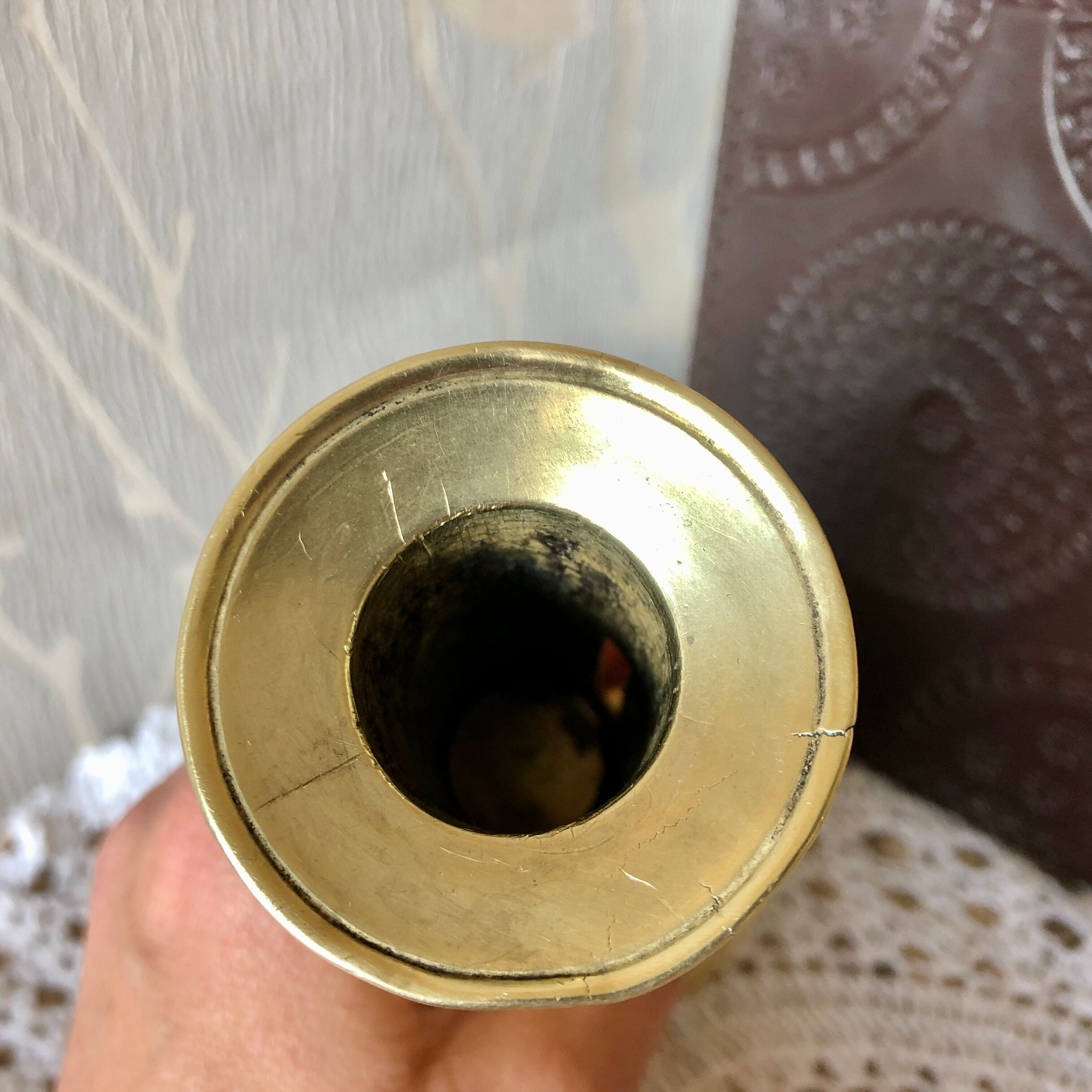 Golden copper candle holder with Belle Epoque pusher