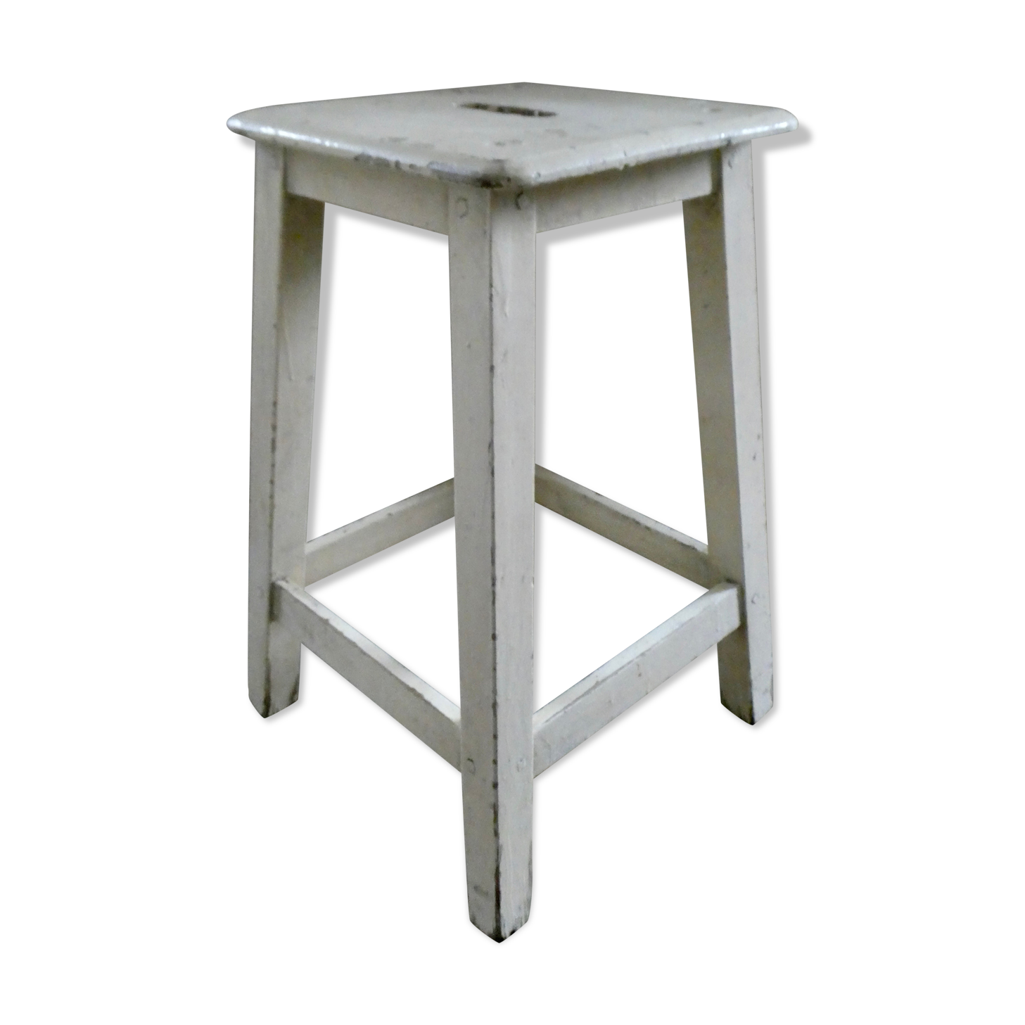 Original patina wooden handle stool