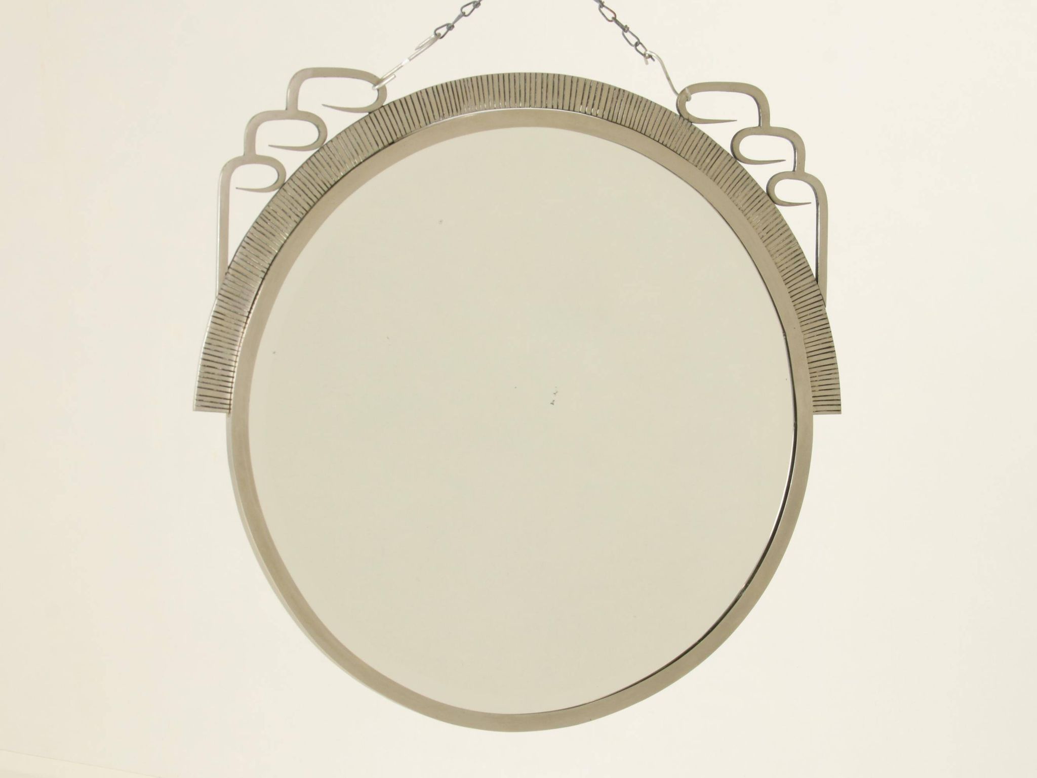 Art Deco Mirror With Hand-Forged Iron Frame, Belgium, 1920s