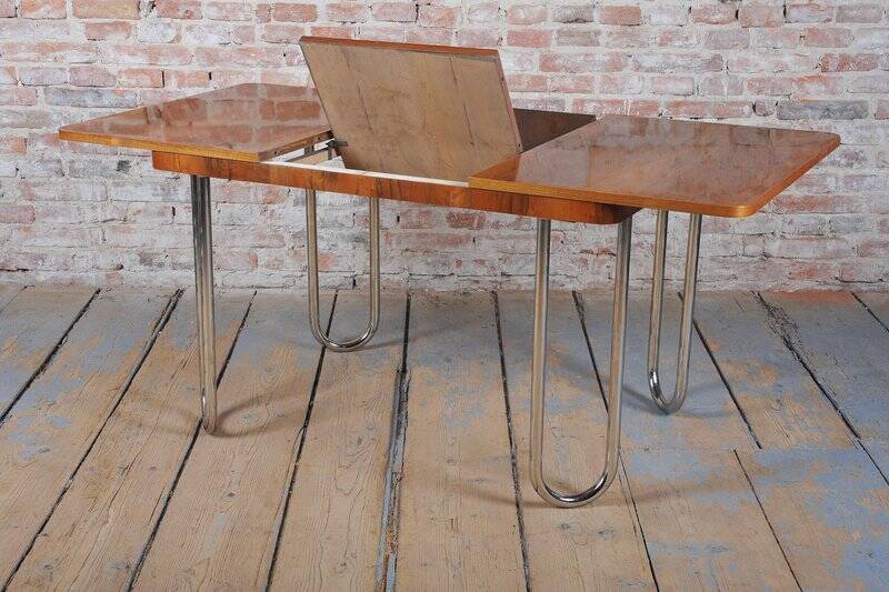 Bauhaus Oak Foling Table by J. Halabala for UP Zavody, Czech, 1930s