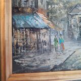 Description superb painting representing the place du tertre in Paris signed caroline burnett