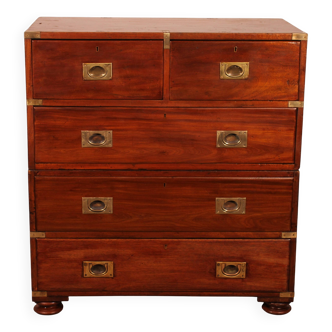 Military or Naval Chest of Drawers in Mahogany - 19th Century