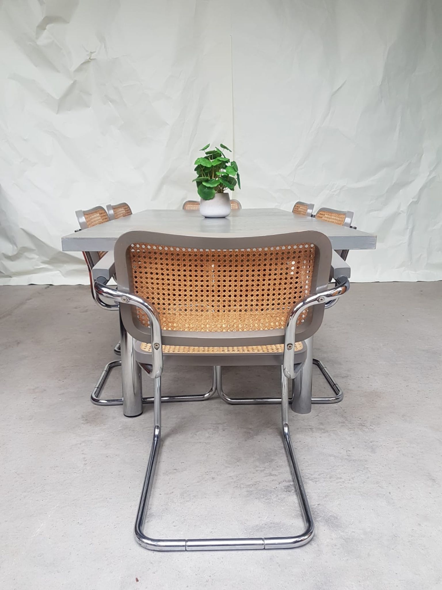 6 Vintage late mid century Marcel Breuer cesca  chairs & a dining table by habitat