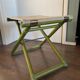 Tabouret pliable vintage Regency en hêtre italien et cuir