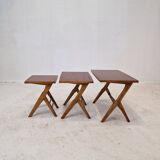 Set of 3 Wooden Nesting Tables, Holland 1960s