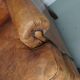 Vintage Dutch cognac coloured leather club chair, with footstool