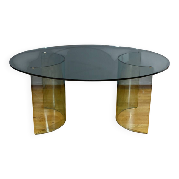 Table Ovale en Verre, attribuée à la maison Fiam, Italie – 1980