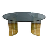 Oval Glass Table, attributed to Fiam, Italy – 1980
