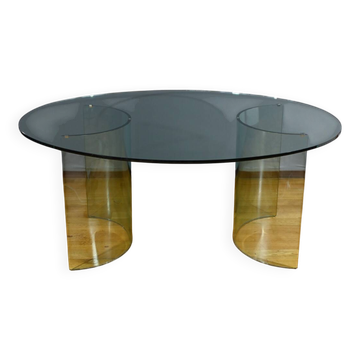 Oval Glass Table, attributed to Fiam, Italy – 1980
