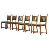 Vintage 1960s, brutalist Danish modern oak dining chairs by Henning Kjærnulf