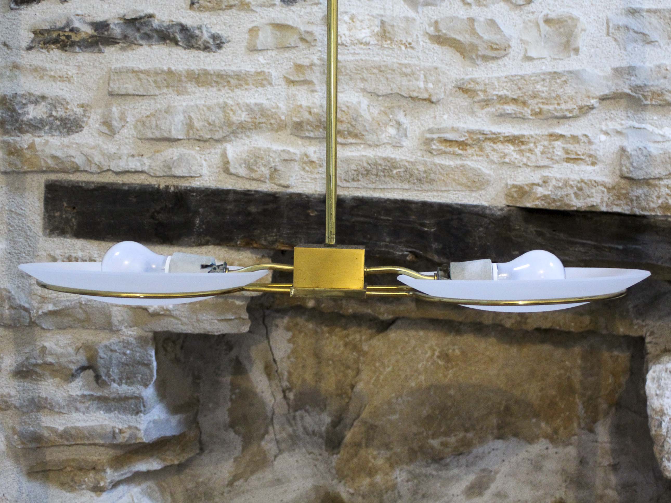 Brass pendant lamp Lucien Gau Paris 70s