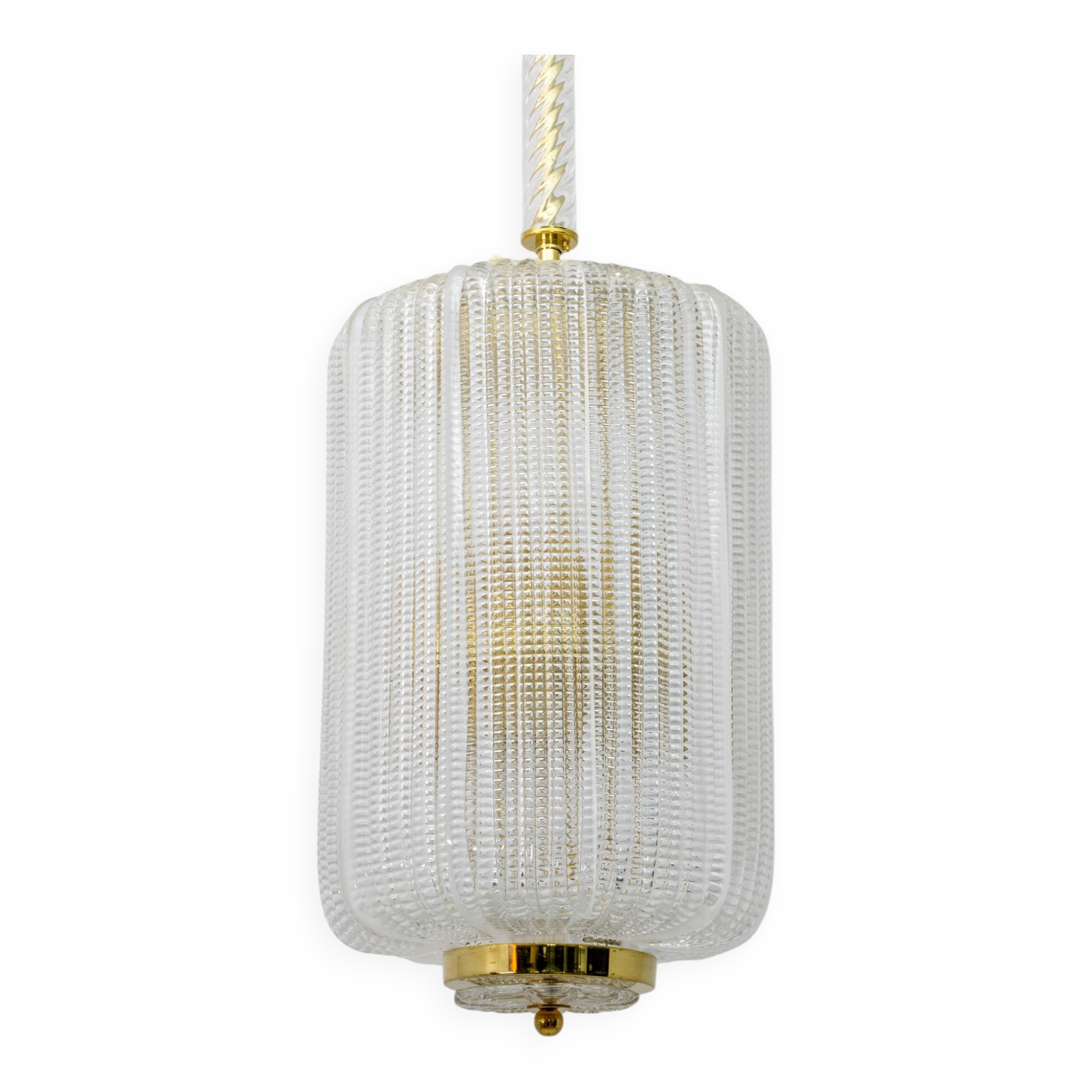 Attributed to Tomaso Buzzi Art Dèco Style Brass Murano Glass Lantern Chande