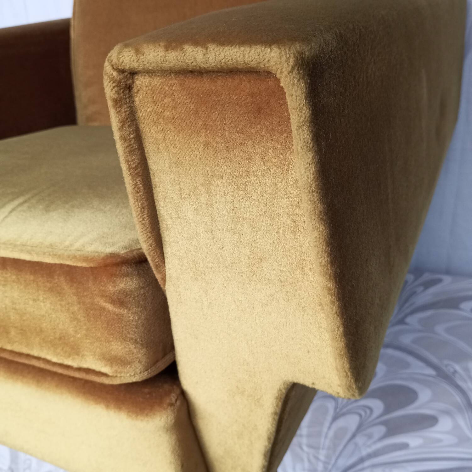 Vintage yellow velvet armchairs