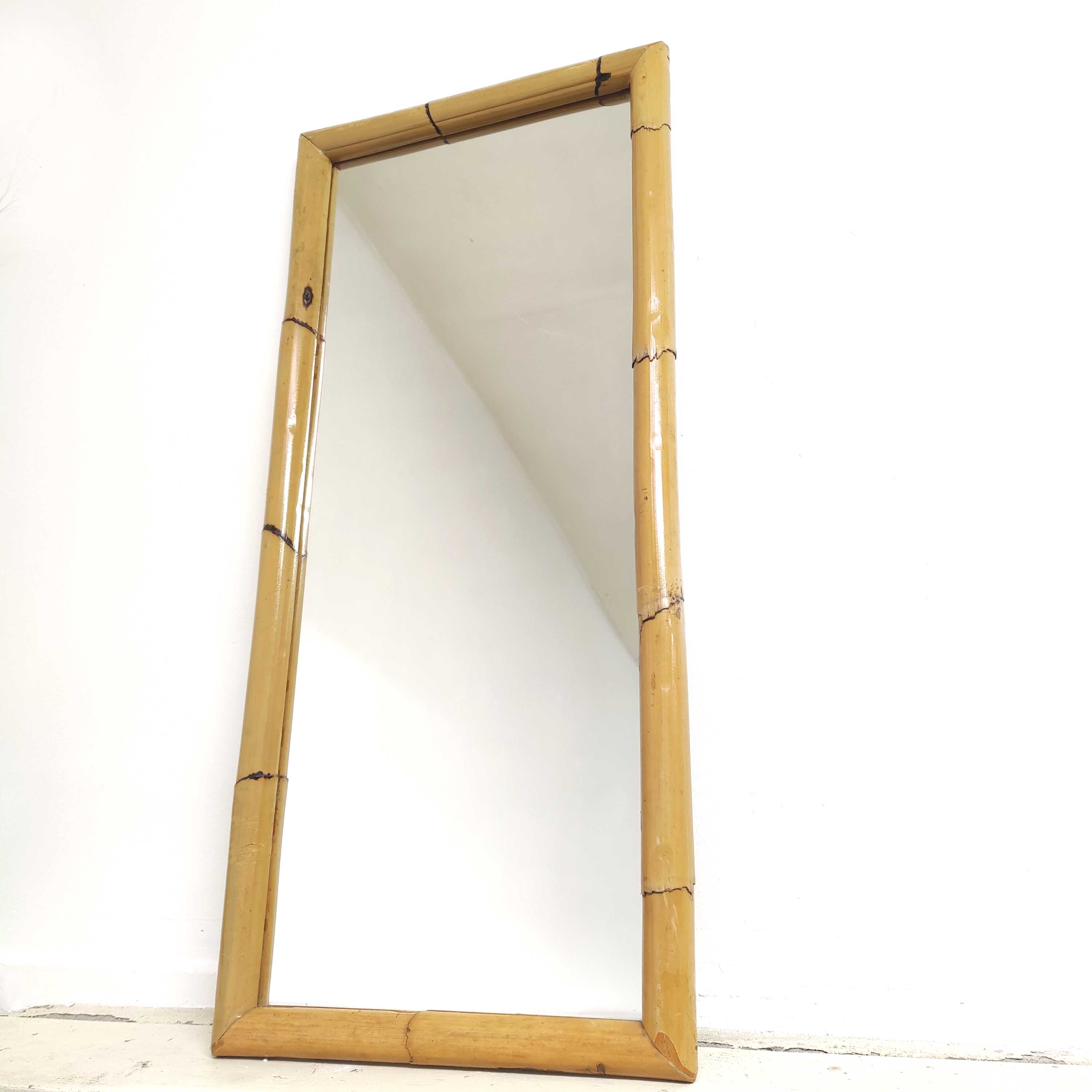 Rectangular vintage bamboo mirror 1m by 45cm