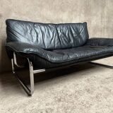 Vintage sofa by Johan Bertil Häggström for Ikéa in leather and chrome metal 1970