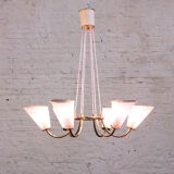 Chandelier 6 fires in perforated metal 50s
