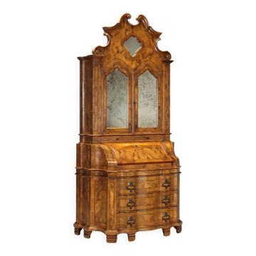 Antique trumeau in walnut and walnut burl, Italy, early 20th century.