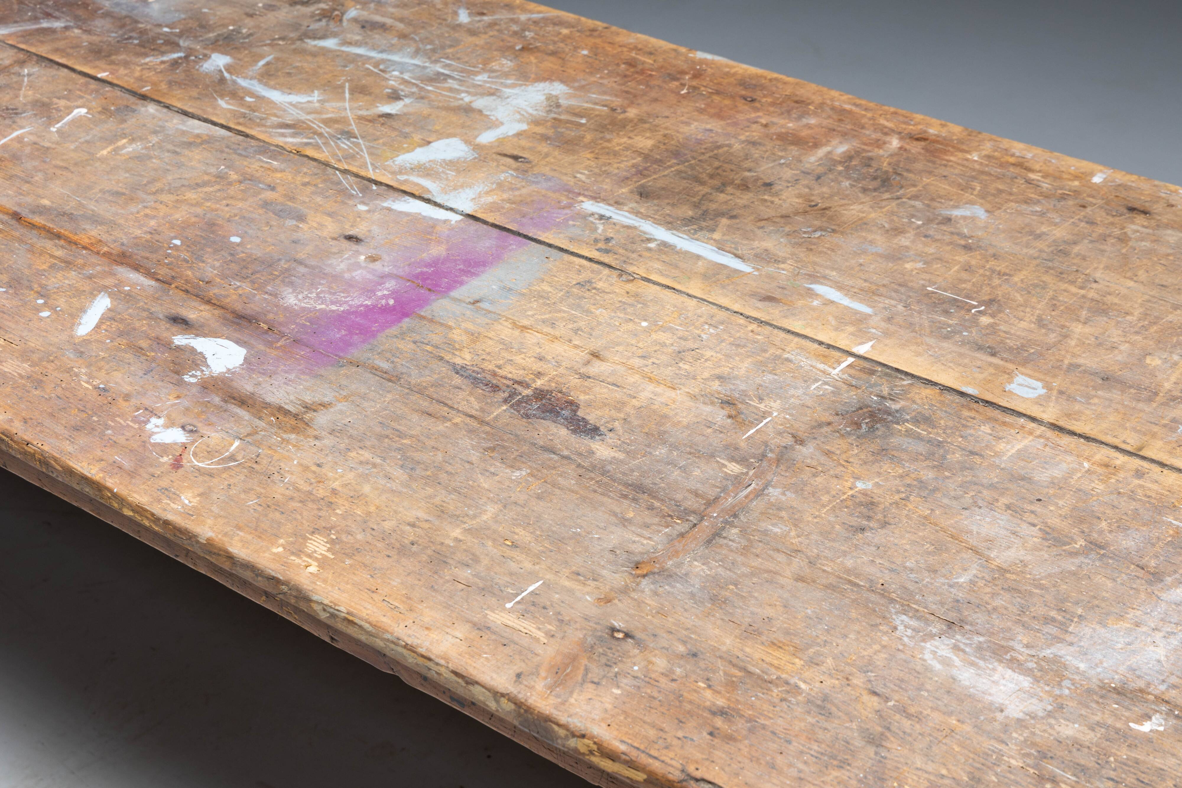 Rustic Primitive Farmhouse Dining Table, France, 19th Century