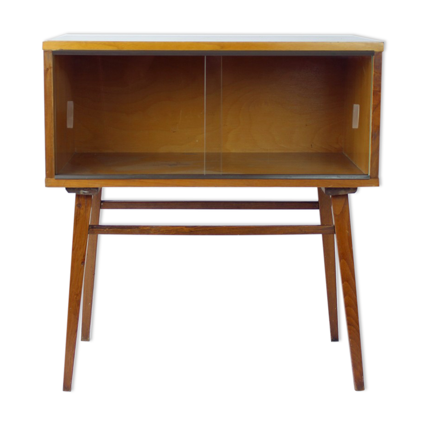 Midcentury showcase in walnut & glass, Drevovyroba Czechoslovakia 1969
