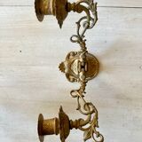 Pair of brass wall candle holders