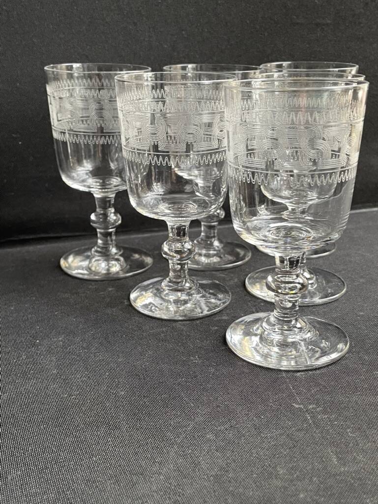 6 Baccarat port glasses engraving 3458