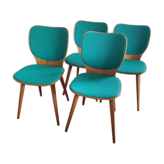 Set of 4 Baumann chairs series n°800 by Max Bill