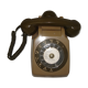 Ancien téléphone ptt à cadran, gris et vert de 1970