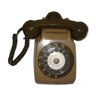 Ancien téléphone ptt à cadran, gris et vert de 1970