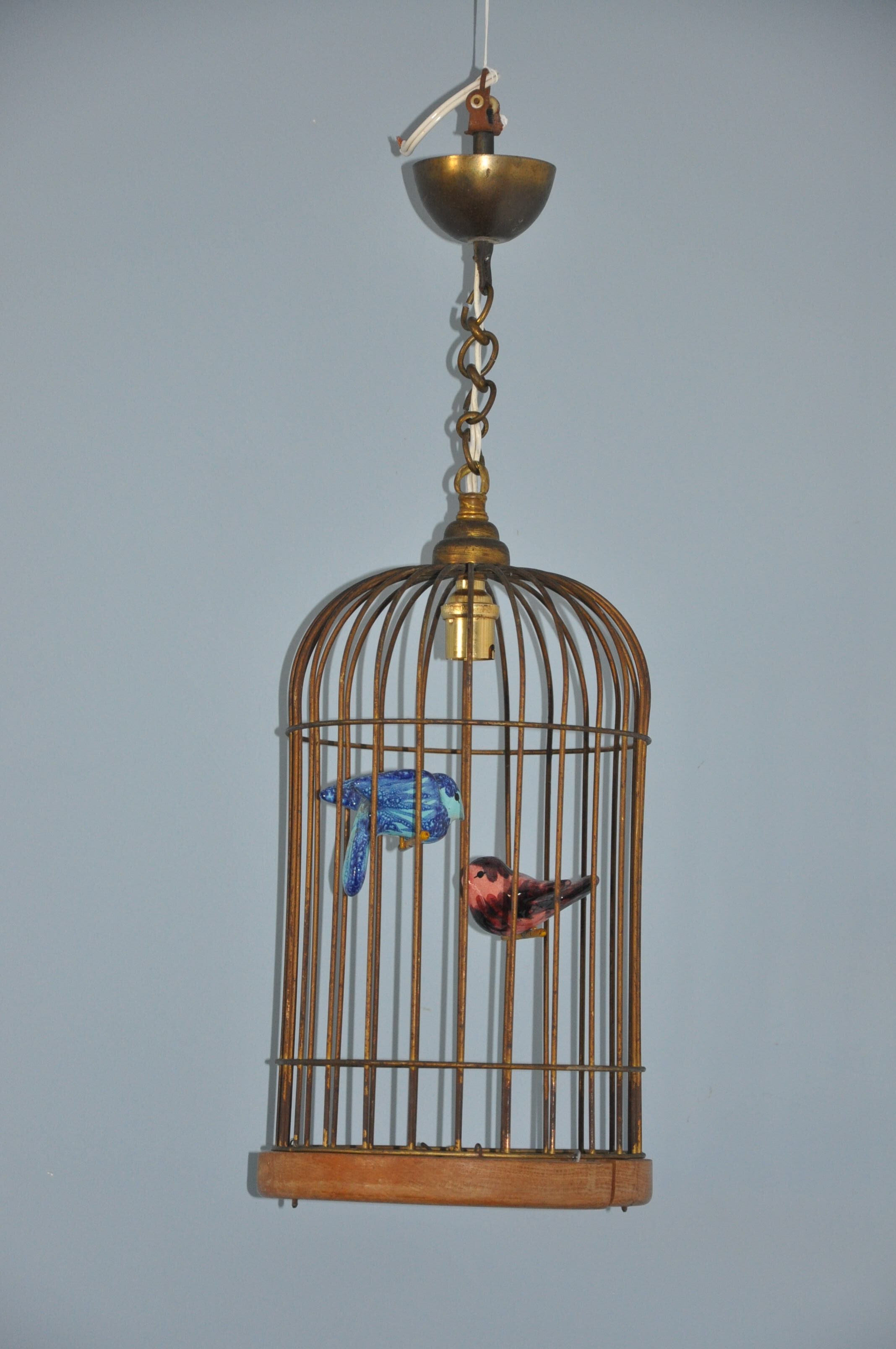 Lustre suspension cage à oiseaux vintage