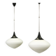 Pair of Space Age Opaline Glass Pendants, Czechoslovakia, 1970s