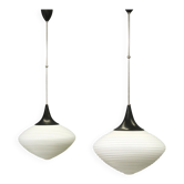 Pair of Space Age Opaline Glass Pendants, Czechoslovakia, 1970s