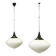 Pair of Space Age Opaline Glass Pendants, Czechoslovakia, 1970s