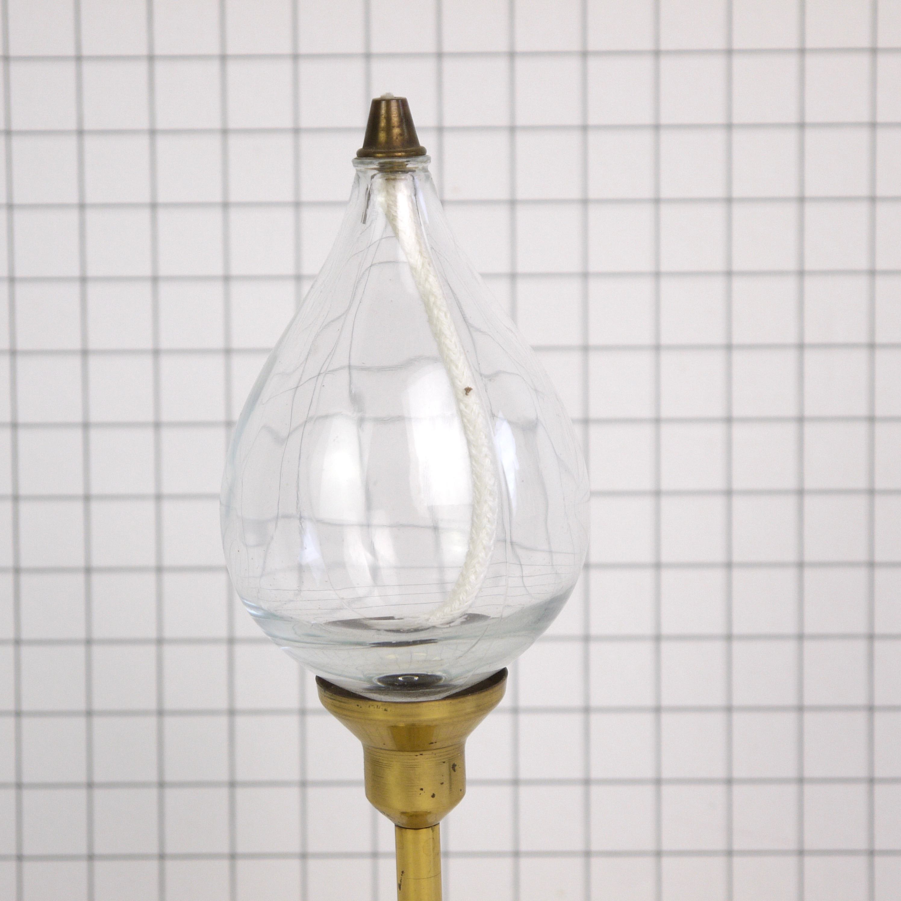 Oil lamp glass and brass by Freddie Andersen
