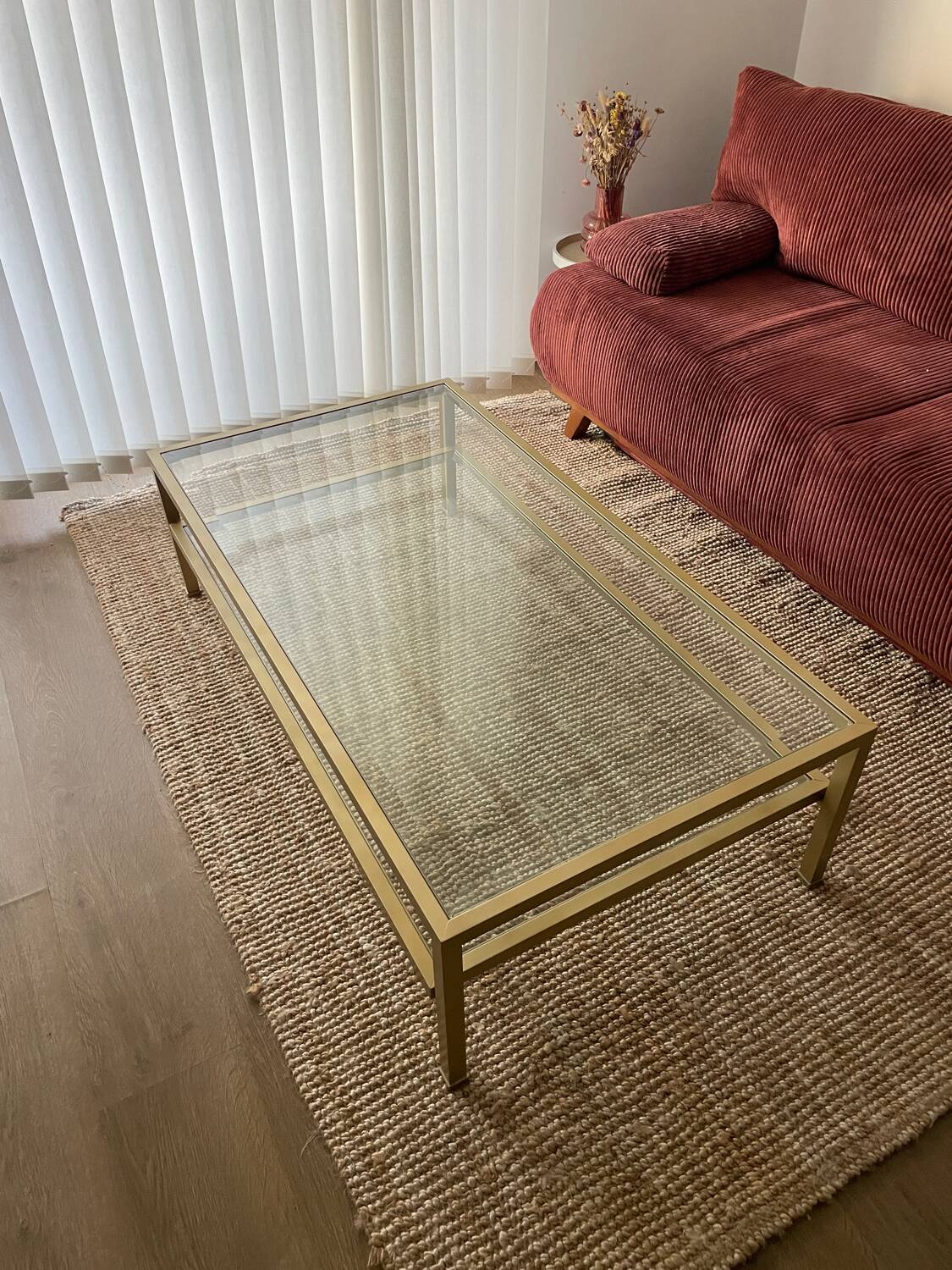 Vintage gold metal coffee table
