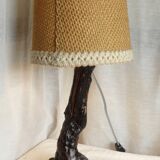 Lampe brutaliste en cep de vigne vintage 1950-60