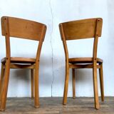 Pair of wooden chairs bistrot