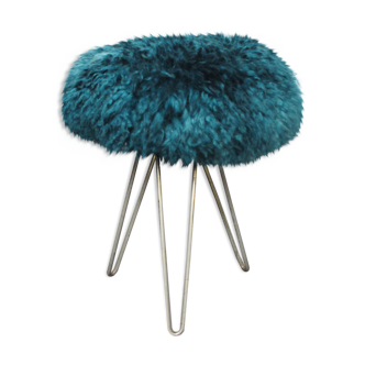 Mid-century tripod stool, rockabilly, fluffy, 1950s