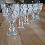 5 thick glass stemmed glasses
