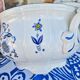 Saladier rond creux vintage KG Lunéville liseré bleu et decor de fleurs bleues et jaunes