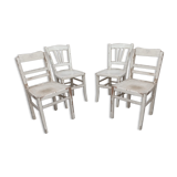 4 patinated white bistro chairs