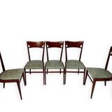 Chaises de salle à manger en bois de hêtre aux tons verts, années 1950