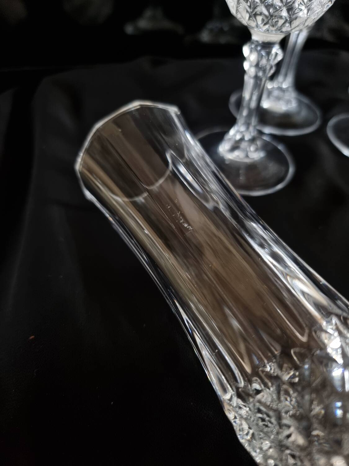 6 Champagne flutes, Arques crystal, Longchamp model